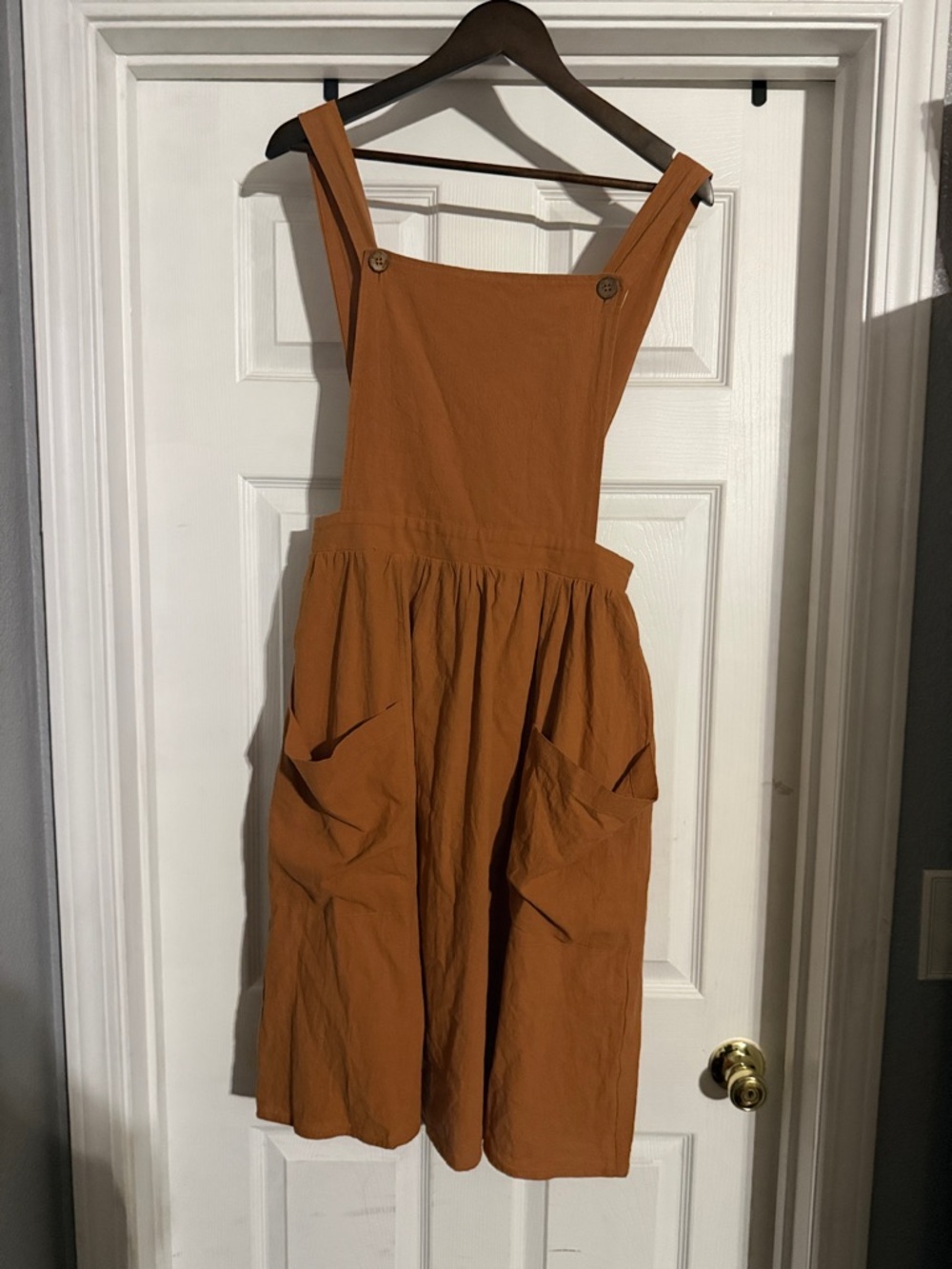 Polagram Rust Pinafore Midi Dress with Pockets